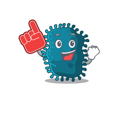 Clostridium presented in cartoon character design with Foam finger