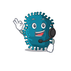 A gorgeous clostridium mascot character concept wearing headphone