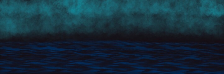 Abstract horror blue sea. Confuse and darkness in the mind.