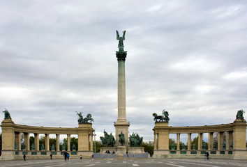 Fototapeta na wymiar The Millennium Monument in Budapest Hungary 14.04.2020