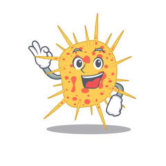Mycobacterium kansasii mascot design style with an Okay gesture finger