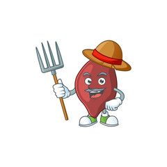 Mascot design style of Farmer liver with hat and pitchfork
