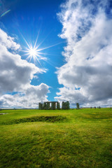 Fototapeta na wymiar Salisbury, England 18 apr 2017 Stonehenge an ancient prehistoric stone monument near Salisbury, Wiltshire, UK. in England