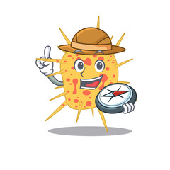 mascot design concept of mycobacterium kansasii explorer with a compass
