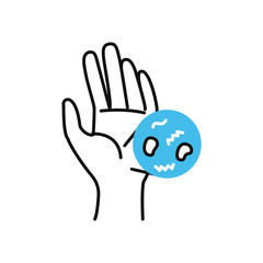 hand with germs icon, half color half line style