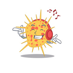 Mycobacterium kansasii Cartoon design concept listening music