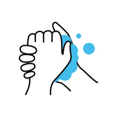 correct mode of handwashing, half color half line style