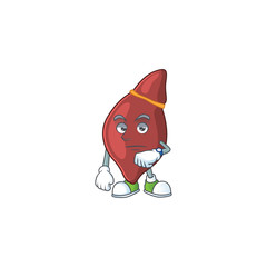 Liver with waiting gesture cartoon mascot design concept
