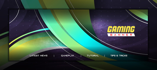 Gaming E sport Social Media Banner Template with Green Yellow Gradient © AGUNG