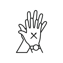 correct gesture of hand washing, line style
