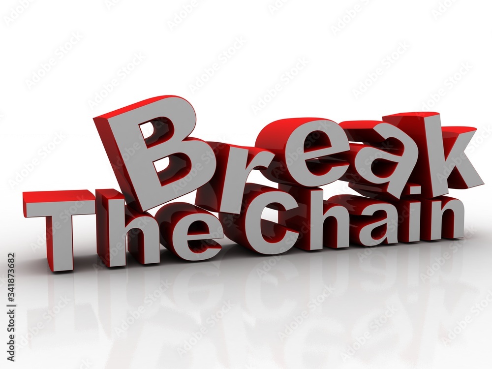 Poster 3d rendering break the chain of covid 19