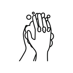 hands washing with soap and water, line style