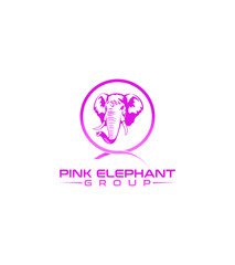 Abstract modern pink elephant group logo template, vector logo for business and company identity 
