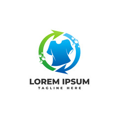Laundry with Foam and Round Arrows the Shirt Logo Vector Icon Illustration