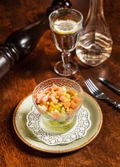 salad with shrimps on the table