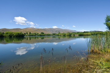 Obraz premium A mirrored view of Wairepo Arm, New Zealand