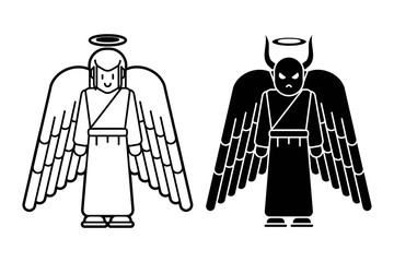 Angel and Devil icon cartoon graphic vector.