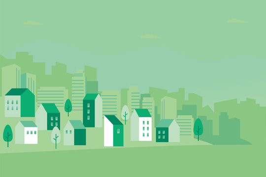 Vector Illustration Of Green Cityscape