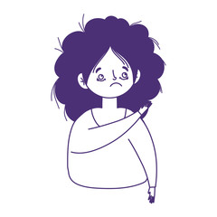 Sick woman with fatigue cold fever vector design