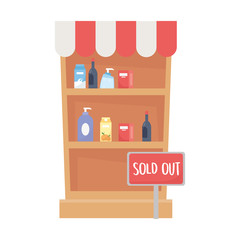 Isolated shopping shelf with products vector design
