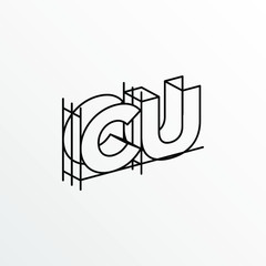 Initial Letter CU with Architecture Graphic Logo Design