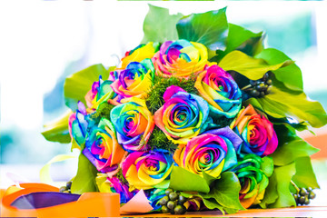 bouquet of roses with a thousand colors for everyone's rights