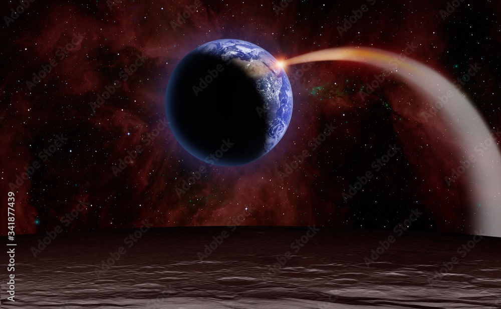 Poster attack of the asteroid on the earth 