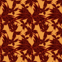 seamless pattern exotic shapes with flowers and leaves plants