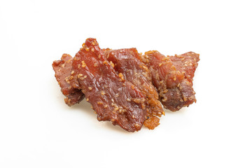 sun dried pork on white background