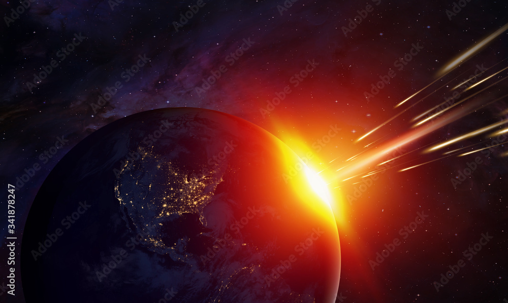 Poster attack of the asteroid on the earth 