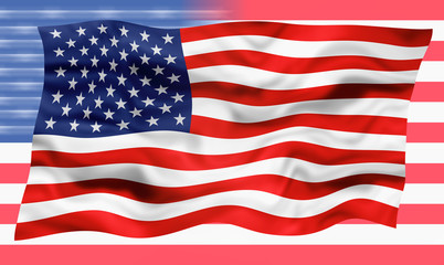 Illustration image of American (USA) flag - 3D rendering