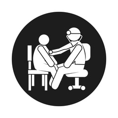 coronavirus and health concept, doctor man examing a pacient, block style