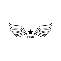 Wings outline black logo vector