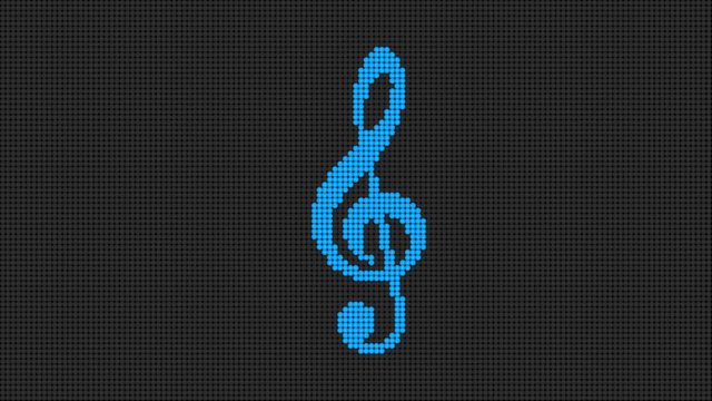 Pulsing Led Screen Blue Music Clef 120 BPM 