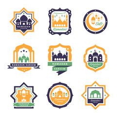 Set of ramadhan kareem badges and logo design