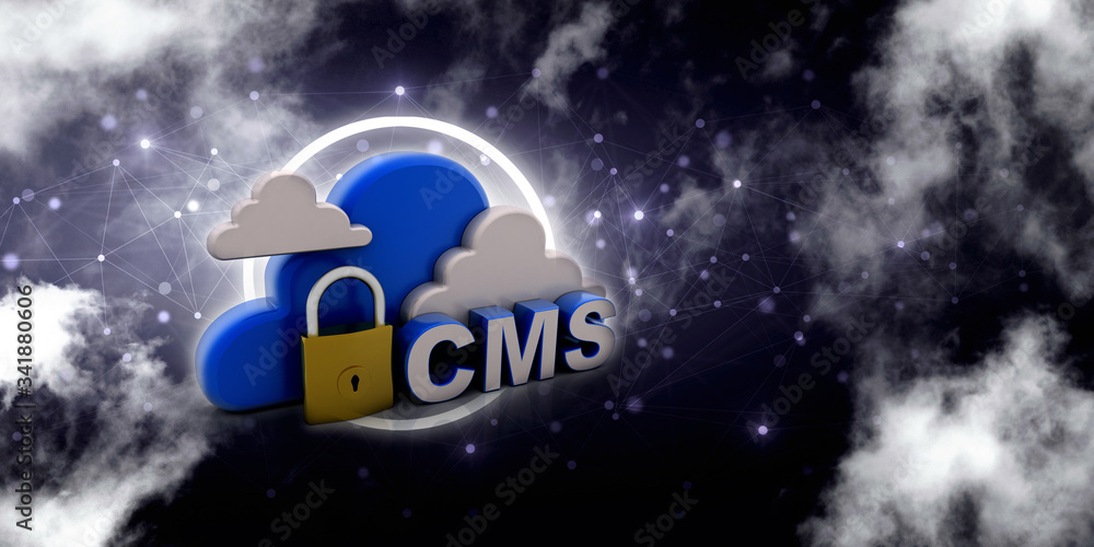 Poster 3d rendering cms cloud lock
