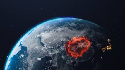 Obraz premium The spread of Chinese coronavirus COVID-19 throughout the planet.