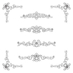 Classic Vitage Wedding Vector Ornaments frames Separator elements for Classic Vintage Wedding Invitation