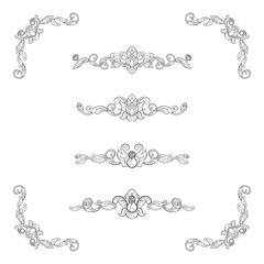 Classic Vitage Wedding Vector Ornaments frames Separator elements for Classic Vintage Wedding Invitation