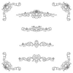 Classic Vitage Wedding Vector Ornaments frames Separator elements for Classic Vintage Wedding Invitation