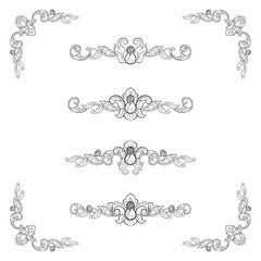 Classic Vitage Wedding Vector Ornaments frames Separator elements for Classic Vintage Wedding Invitation