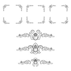 Classic Vitage Wedding Vector Ornaments frames Separator elements for Classic Vintage Wedding Invitation