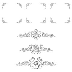 Classic Vitage Wedding Vector Ornaments frames Separator elements for Classic Vintage Wedding Invitation