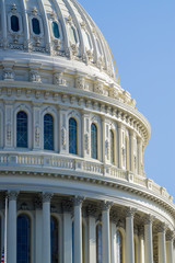 United States Capitol Building with US flags at half-staff, National Capitol building Washington DC, USA