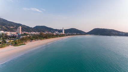 Aerial view of Patong Beach South of Thailand without people on the beach - 341883220