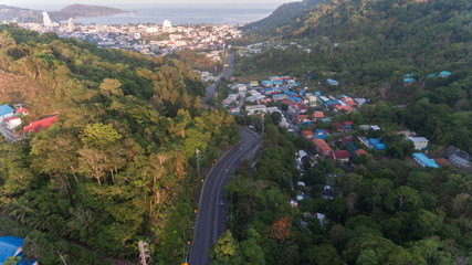 Aerial view of local road to Patong city in Phuket South of Thailand - 341883277
