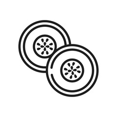 vegetables and fruits concept, cucumber slices icon, line style