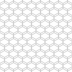 Geometric seamless pattern with hexagons and hexagonal figures. Luxury texture in outline style. Abstract diamond shapes wrapping background. Intersecting black lines on white EPS8 vector illustration