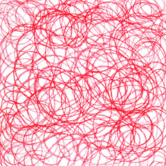 Crayon hatching. Raster red background. Colorful abstract texture. Hand drawn scribbles.
