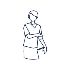 man doctor standing, medical staff , line style icon